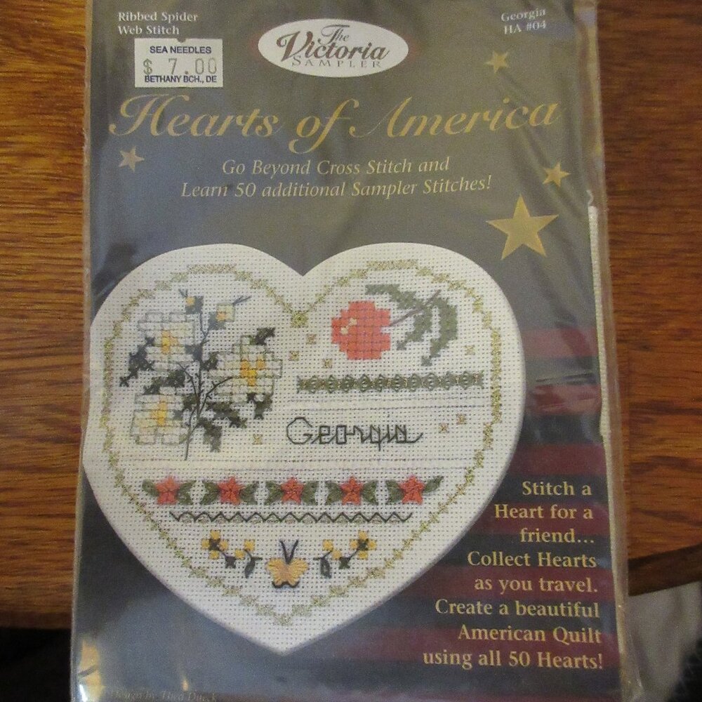 Victoria Sampler Hearts of America Georgia HA 04 Cross Stitch Embroidery Kit